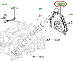 Uszczelnienie uszczelniacz wału korbowego tył 4,4 V8 diesel RANGE ROVER L322 L405 SPORT OD 2014 LR029001