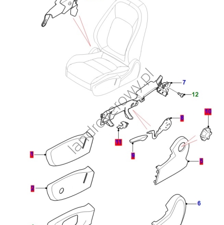Nakładka fotela pasażera przykrywająca napinacz JAGUAR XE X760 XF X260 F-PACE T4N2783PVJ
