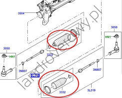 Osłona gumowa drążka przekładni kierowniczej gwint M14 RANGE ROVER L405 SPORT DO 2015 LR033528